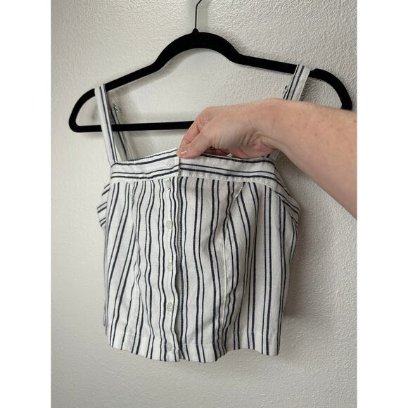 Brandy Melville Astrid White & Black Stripe Button Down Crop Top - Picture 3 of 11